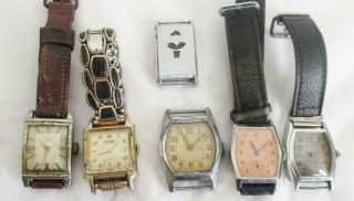 5 Vintage Mens Wind Up Watches,  Case Rone,  Gruen Watch Co,  Timex Spares /repair