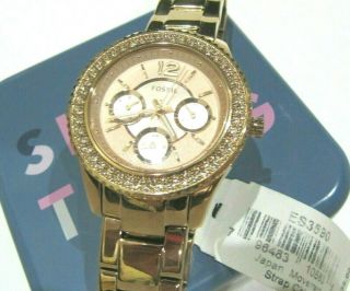 Fossil Stella Multifunction Rose Gold Stainless Chrystal 