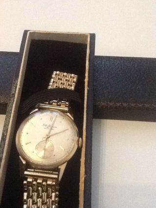 Mens 1955 9ct Gold J.  W Benson Wrist Watch,  In.