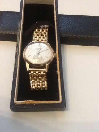 mens 1955 9ct gold J.  W Benson wrist watch,  in. 5