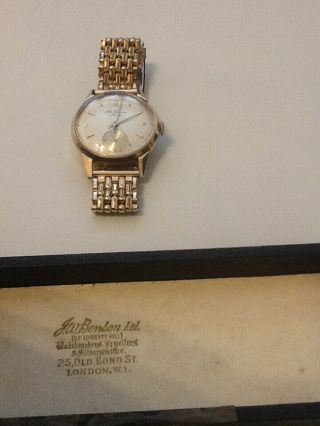 mens 1955 9ct gold J.  W Benson wrist watch,  in. 7