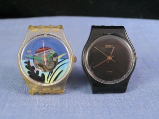 Vintage Swatch Watch Originals Wristwatch Old Stock Face Spares No 625 & 609 X2