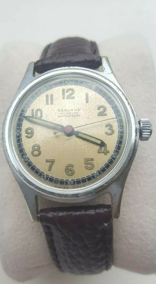 Vintage 1940s Mens Seeland Sport Style Watch Serviced As Cal.  1198 1187