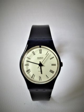 Retro Swatch Watch Classic Black White Face Numerals Vintage Collectible Spares