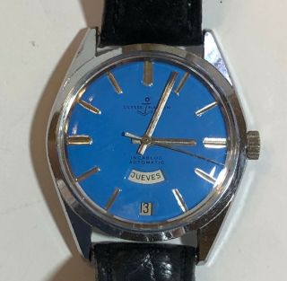 Ulysse Nardin Incabloc Day Date Watch Blue Dial Stainless Steel Gr0206
