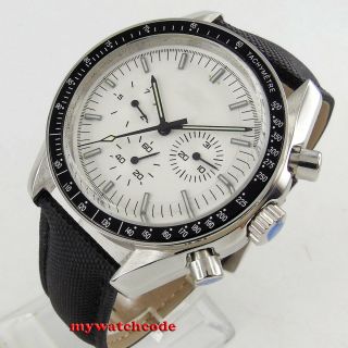 40mm Bliger Sterile White Dial Date Week Multifunction Automatic Mens Watch 215b