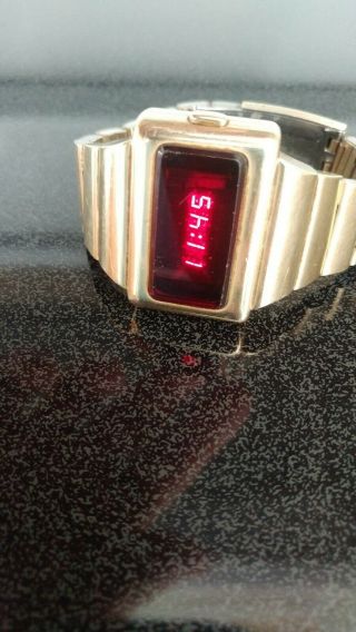 Omega Tc1 14k Gold Fill Vintage Digital Led Time Computer Watch