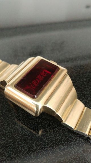 Omega TC1 14k gold fill Vintage digital Led Time Computer Watch 4