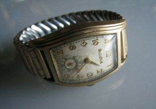 Vintage Curved Inscribed BULOVA Art Deco Antique mens wrist watch 2
