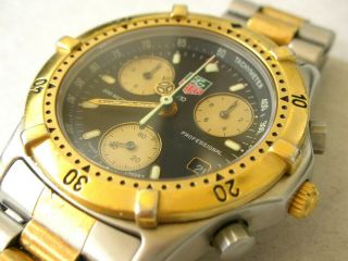 Tag Heuer 2000,  Chronograph,  Professional 200m 18k Plated Gold/black Dial