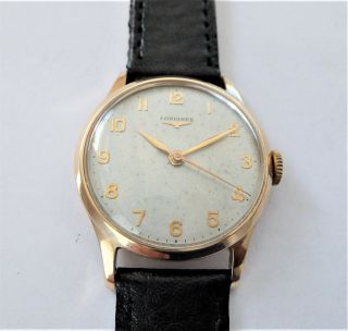 1961 9k Solid Gold Longines 17 Jewelled Swiss Wrist Watch Cal 12.  68zs