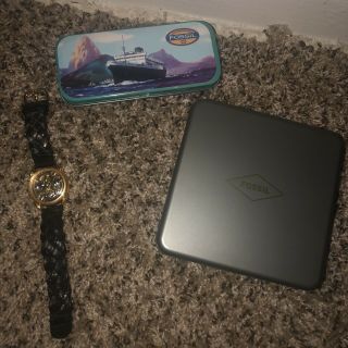 Bundle Fossil Watch Men Vintage / With A Leather Fossil Wallet