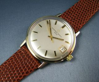 Vintage Eterna Matic 3000 Stainless Steel & Gold Automatic Mens Date Watch 1960s