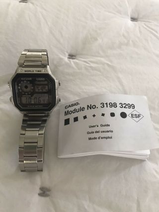 Casio World Time Stainless Steel Digital Chronograph Watch - Ae1200whd - 1a - Men