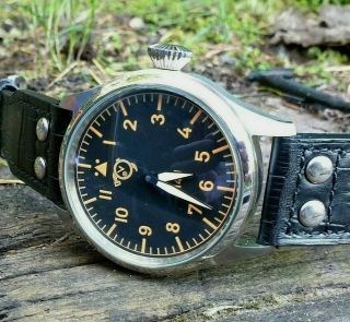 47mm Military Big Pilot/ Aviator Black Leather Limited Edition 6497 Hand Winding