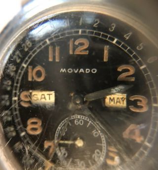 Vintage Movado Triple Date Calendar Watch Serial Number 1208 Antique 1940
