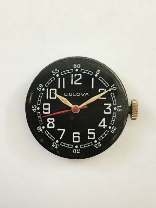 Vintage Bulova Black Dial 16 Jewels Watch Movement - 5403336