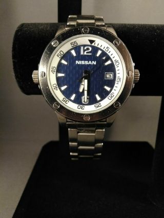 Nissan Stainless Watch With Dark Blue Face