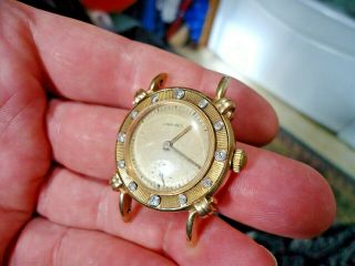 Vintage Longines Fancy Lugs 14k Solid Yellow Gold Midsize Watch Diamonds