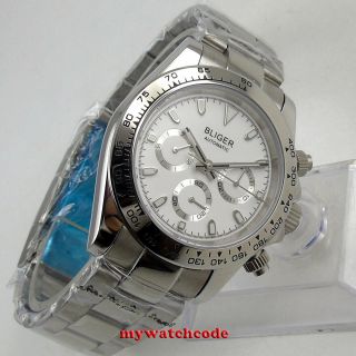 39mm bliger white dial sapphire glass 316L steel solid case automatic mens watch 4