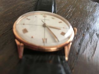 VINTAGE 14K SOLID GOLD LONGINES MENS WATCH CROSSHAIR DIAL WELL 3