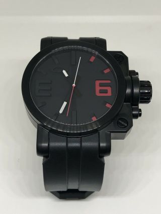 Oakley Men’s Swiss Made Stealth Stainless Gearbox Watch Black Dial - Red