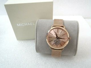 Michael Kors Mk3845 Portia Mesh Stainless Steel Rose Gold Dial Ladies Watch