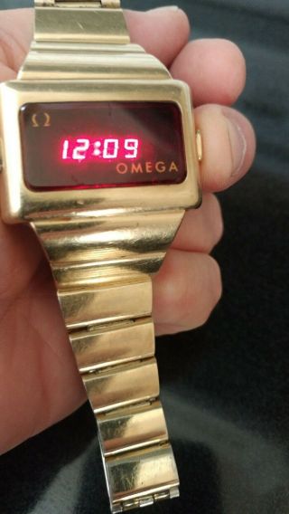 Omega Tc2 14k Gold Fill Vintage Digital Led Time Computer Watch