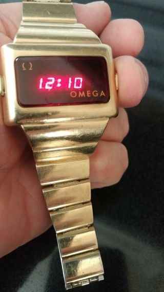 Omega TC2 14k gold fill Vintage digital Led Time Computer Watch 2