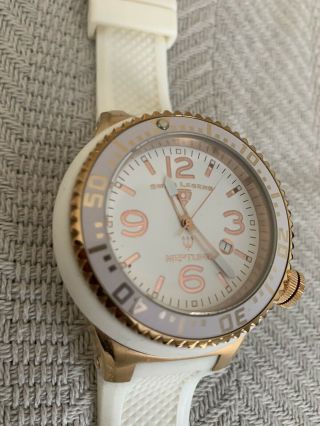 Swiss Legend Neptune White Poly Case,  Rosegold Accents,  White Band Watch