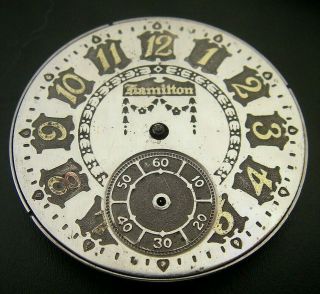 Hamilton Antique Pocket Watch Movement & Solid Silver Dial 17j 12s