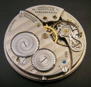 Hamilton Antique Pocket Watch Movement & Solid Silver Dial 17J 12s 2