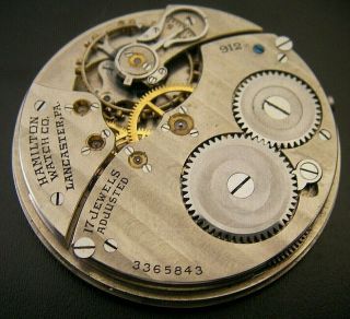 Hamilton Antique Pocket Watch Movement & Solid Silver Dial 17J 12s 3