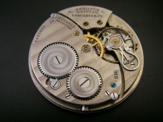 Hamilton Antique Pocket Watch Movement & Solid Silver Dial 17J 12s 4
