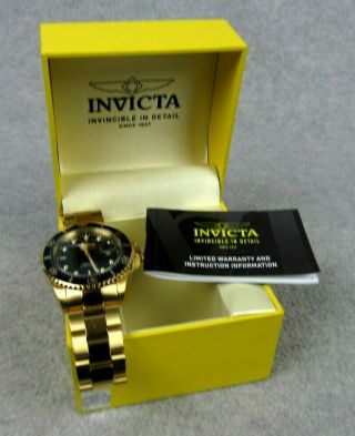 Invicta Mens Pro Diver Blue Face Gold Tone Quartz Watch 43mm Perfect
