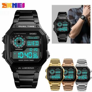 SKMEI Mens Sports Digital Stainless Steel Wrist Watch Band Wristwatch Waterproof 2