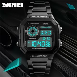 SKMEI Mens Sports Digital Stainless Steel Wrist Watch Band Wristwatch Waterproof 3