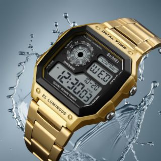 SKMEI Mens Sports Digital Stainless Steel Wrist Watch Band Wristwatch Waterproof 4