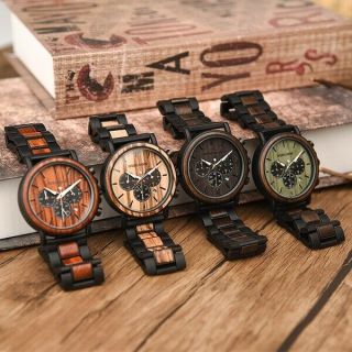DODO DEER Fashion Wood and Stainless Steel Casual Watches Luminous Hands Stop Wa 2