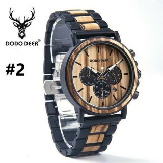 DODO DEER Fashion Wood and Stainless Steel Casual Watches Luminous Hands Stop Wa 4