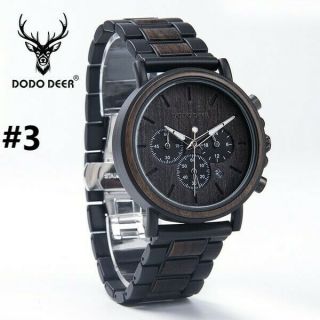DODO DEER Fashion Wood and Stainless Steel Casual Watches Luminous Hands Stop Wa 5