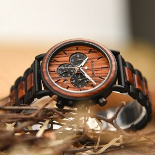 DODO DEER Fashion Wood and Stainless Steel Casual Watches Luminous Hands Stop Wa 8