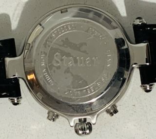 Rare 11316 Stauer Men ' s Watch Automatic Moon Phase Tachymeter Leather Band 8
