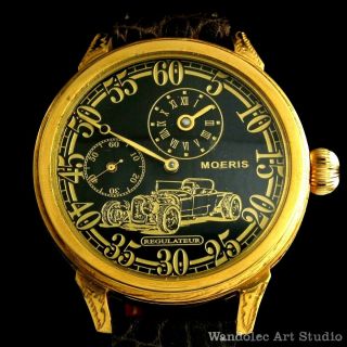 Moeris Vintage Mens Wristwatch Gold Regulateur Noble Design Men 