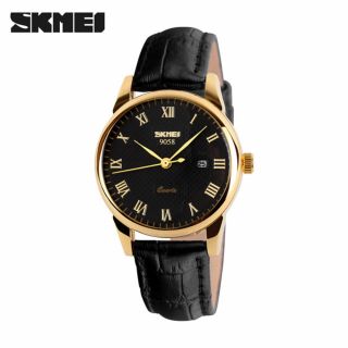 Skmei Women Gold Watch Leather Strap Business Lady Girls Quartz Wristwatch Gifts