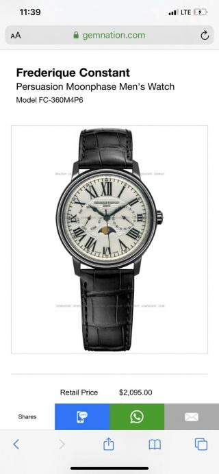 Frederique Constant Day - Date 270m4p6 Wrist Watch For Men