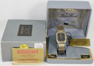 1980s Nos Lucien Piccard Stainless Steel Gold Quartz Watch 2 Tone Bracelet