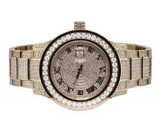 Mens Rose Gold Plated Steel Jewelry Unlimited 45mm Simulated Diamond Watch