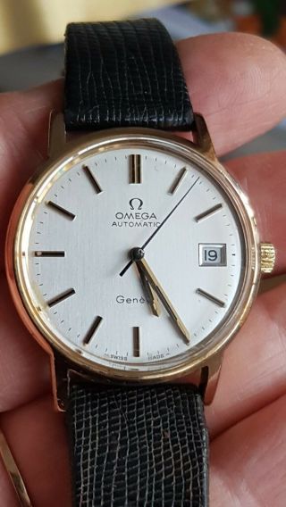 Omega Geneve Swiss Made Automatic Gold Plated Mens 1971 Vintage Watch