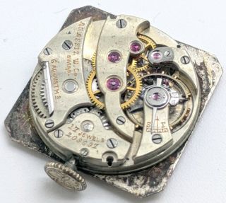 Vintage Agassiz Charlton Co.  17 jewel wrist watch movement for repair 5